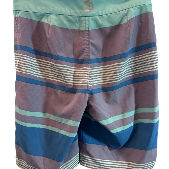 Vineyard Vines Swim Trunks Blue Green Striped Boy's Size Sm 8-10 - Picture 2 of 6